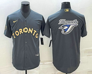 Men%27s Toronto Blue Jays Big Logo Grey 2022 All Star Stitched Cool Base Nike Jersey